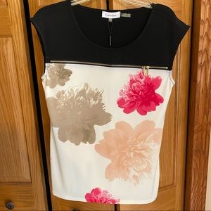 NWT Calvin Klein Small Floral Zipper Top